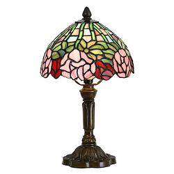 Foto van Lumilamp tiffany tafellamp ø 21x39 cm groen roze glas bloemen tiffany bureaulamp tiffany lampen groen tiffany