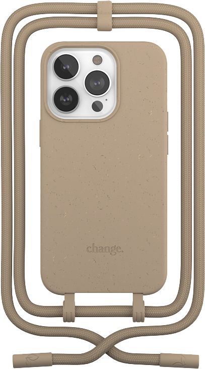 Foto van Change case apple iphone 14 pro back cover met koord bruin