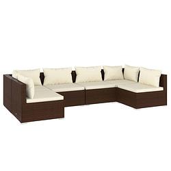 Foto van Vidaxl 6-delige loungeset met kussens poly rattan bruin