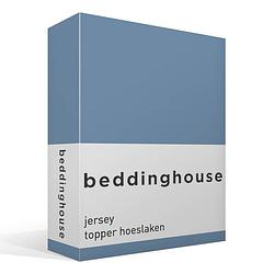 Foto van Beddinghouse jersey topper hoeslaken - 100% gebreide jersey katoen - lits-jumeaux (180x200/220 cm) - blue