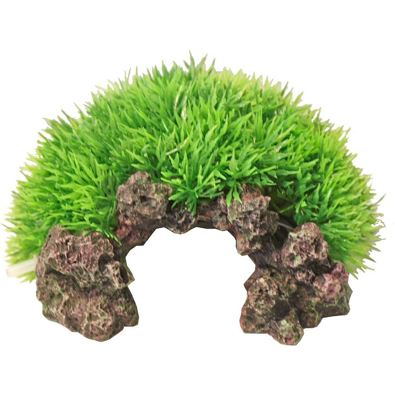 Foto van Plastic green moss op rots met uitstromer 16x8.5 cm