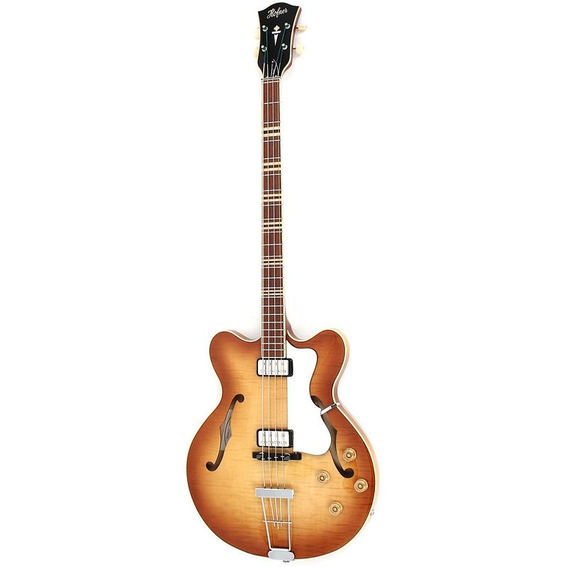 Foto van Hofner hct-500/7 verythin bass ct antique brown sunburst semi-akoestische basgitaar