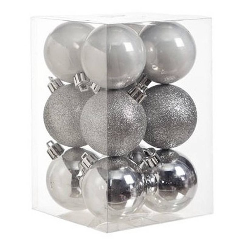 Foto van 12x zilveren kunststof kerstballen 6 cm - mat/glans - onbreekbare plastic kerstballen - kerstboomversiering zilver