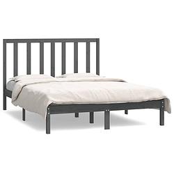 Foto van Vidaxl bedframe massief grenenhout grijs 140x190 cm