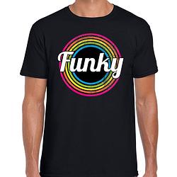 Foto van Funky verkleed t-shirt zwart voor heren - 70s, 80s party verkleed outfit xl - feestshirts