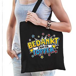 Foto van Bedankt topper tas zwart voor dames - feest boodschappentassen