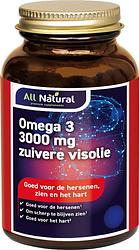 Foto van All natural omega-3 3000 mg zuivere visolie capsules