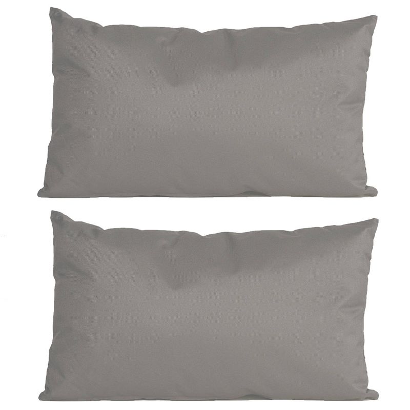 Foto van 2x stuks bank/sier kussens voor binnen en buiten in de kleur grijs 30 x 50 cm tuinkussens voor buite - sierkussens