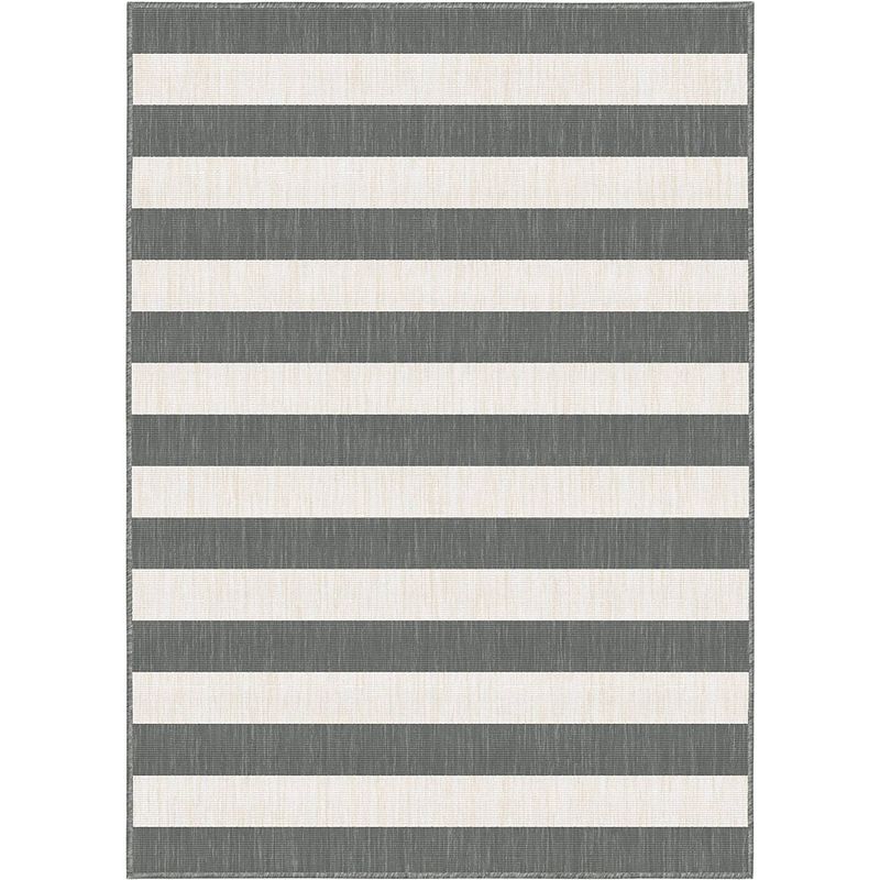 Foto van Buitenkleed stripes grijs/wit dubbelzijdig