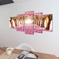 Foto van The living store 5-panelen canvas muurdruk set - 200 x 100 cm - kersenbloesem print