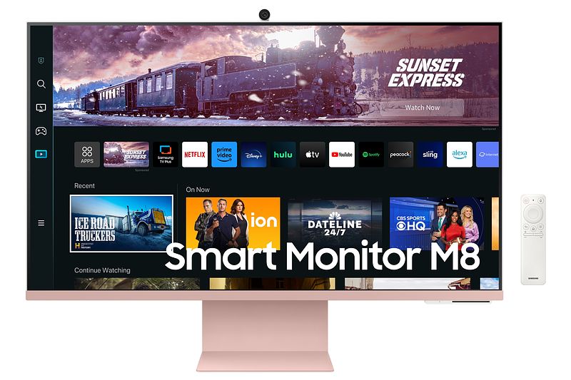 Foto van Samsung smart monitor m8 ls32cm80puuxen monitor roze