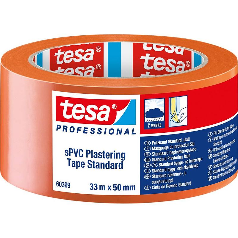 Foto van Tesa spvc 60399-00001-01 gipstape tesa professional oranje (l x b) 33 m x 50 mm 1 stuk(s)