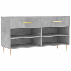 Foto van The living store schoenenbank - betongrijs - 102 x 35 x 55 cm - met 2 lades - 4 planken