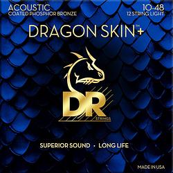 Foto van Dr strings dragon skin+ coated phosphor bronze 12-string extra light snaren voor 12-snarige westerngitaar