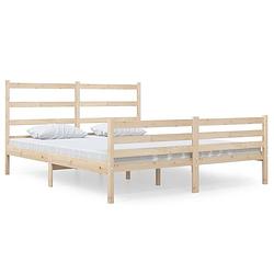 Foto van The living store houten bedframe - klassiek - bed - afmeting- 195.5 x 141 x 100 cm - ken- hoogwaardig massief