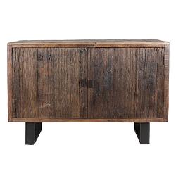 Foto van Clayre & eef dressoir 130*43*85 cm bruin hout, ijzer rechthoek ladekast opbergkast halfhoge kast bruin ladekast