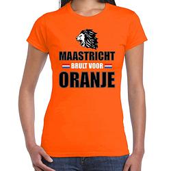 Foto van Oranje ek/ wk fan shirt / kleding maastricht brult voor oranje voor dames s - feestshirts