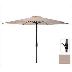 Foto van Parasol taupe ø300 cm voor tuin en terras met handig opdraaisysteem