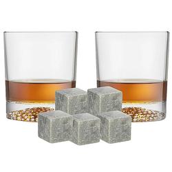 Foto van Royal leerdam whiskyglazen - set 4x stuks 290 ml - 9x whisky ijsblokstenen - whiskeyglazen