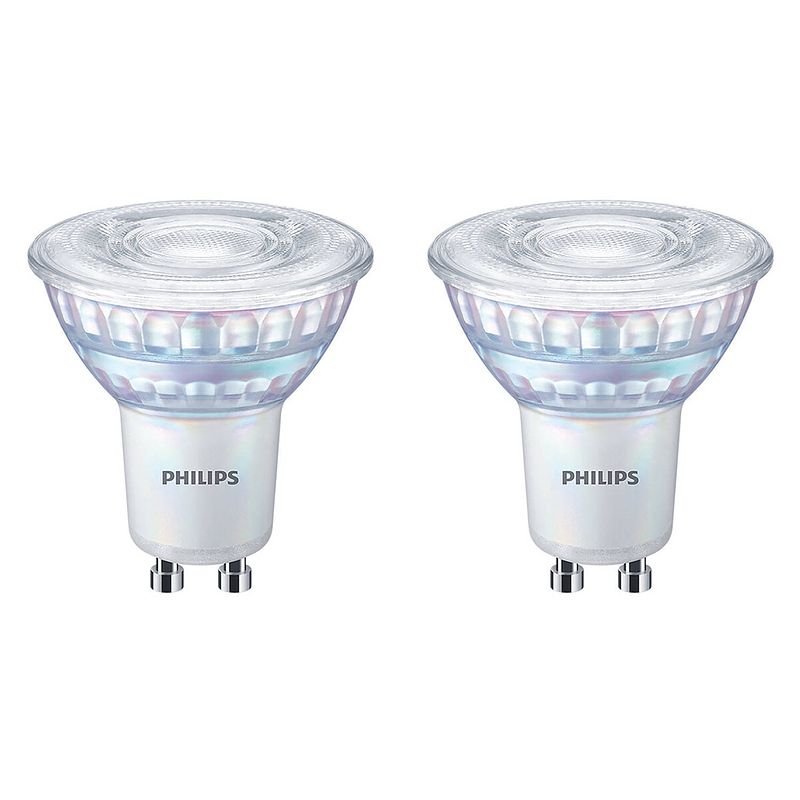 Foto van Philips - led spot - set 2 stuks - classic c90 36d - gu10 fitting - dimtone dimbaar - 3.8w - warm wit 2200k-2700k