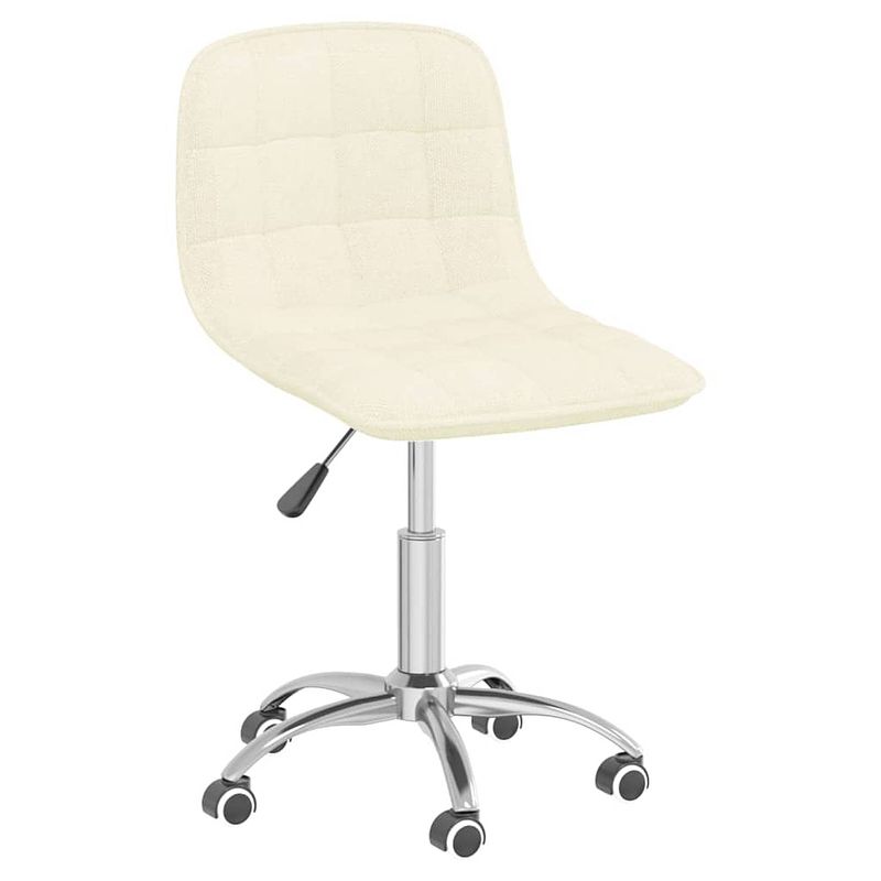 Foto van The living store draaibare eetkamerstoelen - set van 6 - crème - verchroomd staal - stof - 42.5 x 45 x (69-80.5) cm