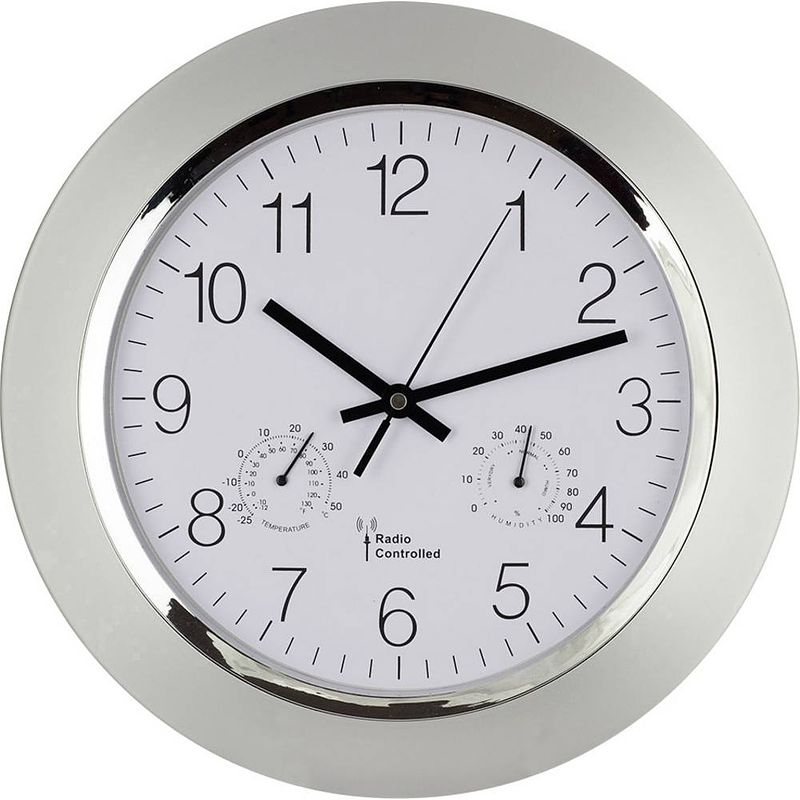 Foto van Eurotime 56004 wandklok zendergestuurd 34 cm x 5 cm zilver