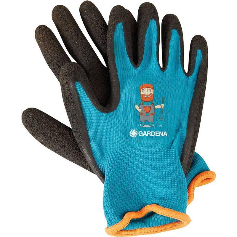 Foto van Gardena tuinhandschoenen junior polyester turquoise/zwart maat 3