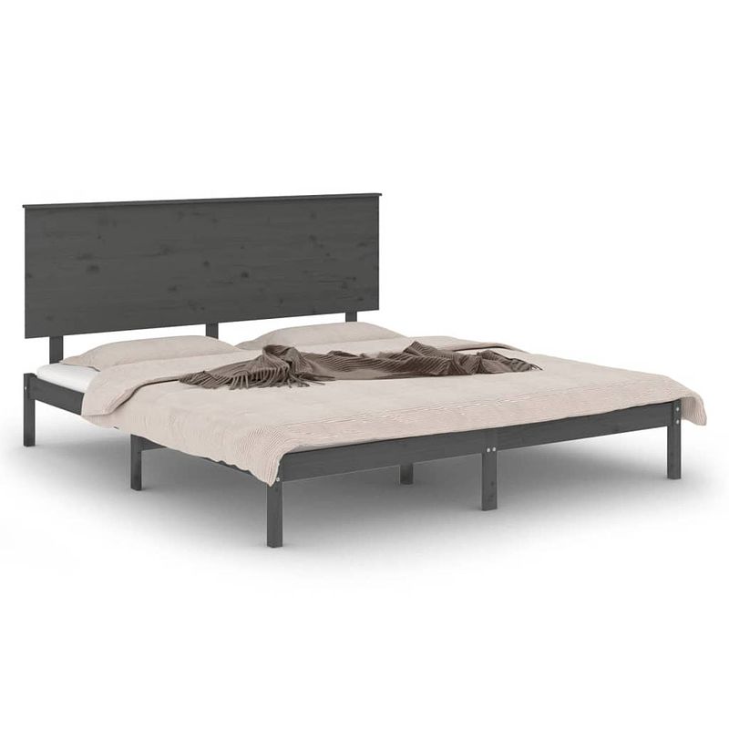 Foto van Vidaxl bedframe massief grenenhout grijs 160x200 cm