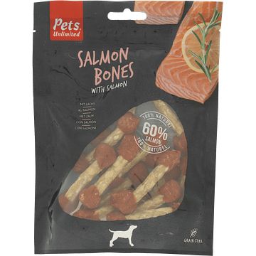 Foto van Pet's unlimited salmon bones 150gr bij jumbo