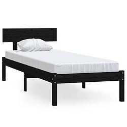 Foto van Vidaxl bedframe massief grenenhout zwart 75x190 cm uk small single