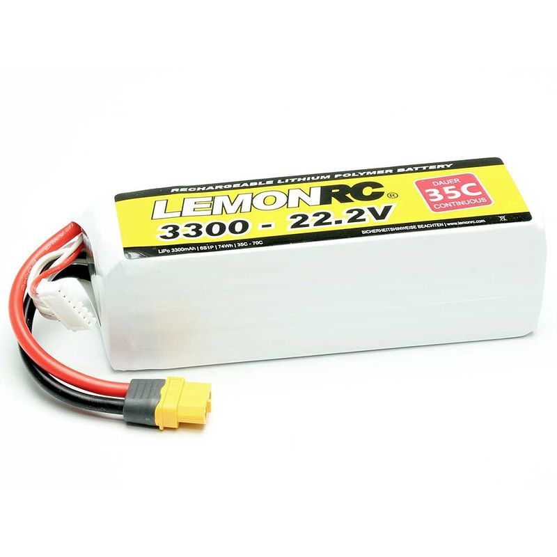 Foto van Lemonrc lipo accupack 22.2 v 3300 mah aantal cellen: 6 35 c softcase xt60