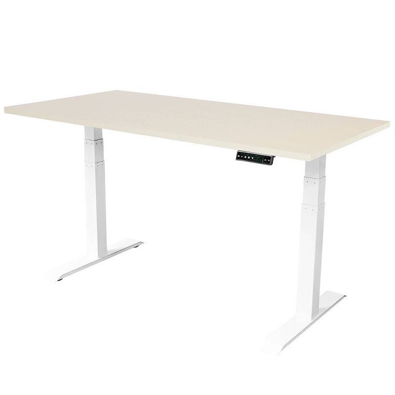 Foto van Elektrisch verstelbaar bureau - 180x80 cm - dual motor - wit / licht eiken