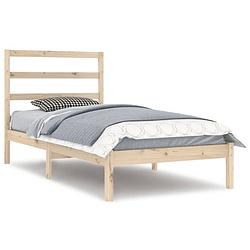 Foto van The living store houten bedframe - massief grenenhout - 205.5 x 106 x 100 cm - inclusief hoofdeinde