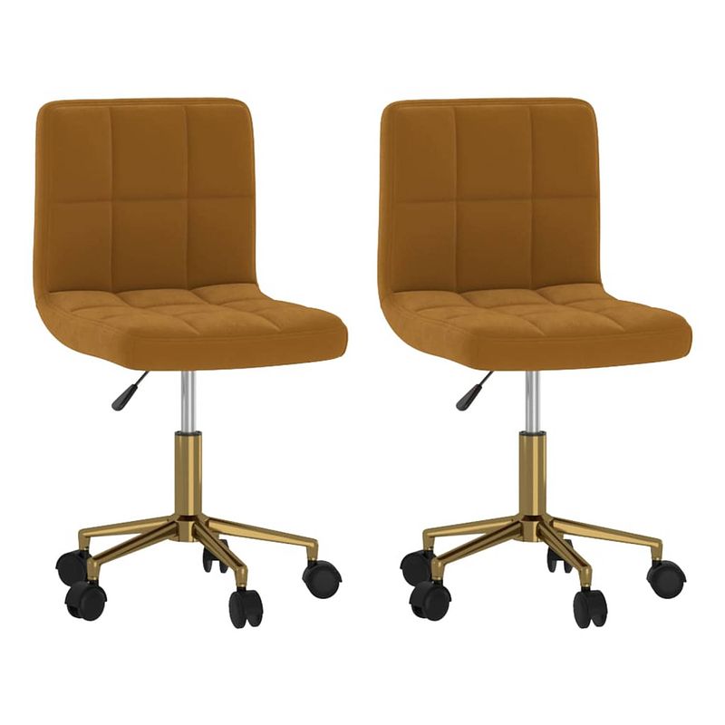 Foto van The living store draaibare eetstoelen - bruin fluweel - 40 x 47 x (76-87.5) cm - gasveermechanisme - set van 2