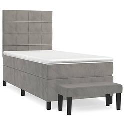 Foto van The living store boxspringbed - zacht fluweel - 203 x 90 x 118/128 cm - comfortabele ondersteuning - pocketvering