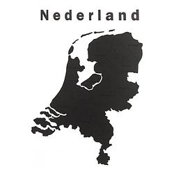 Foto van Mimi innovations luxe houten landkaart - muurdecoratie - nederland - 92x69 cm/36.2x27.2 inch - zwart