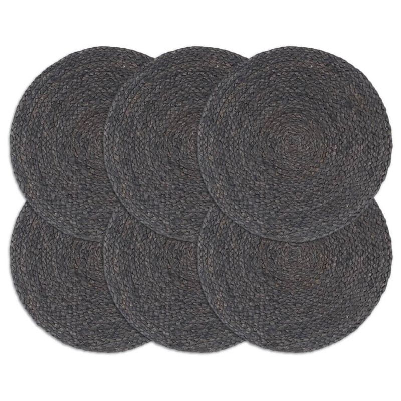 Foto van Vidaxl placemats 6 st rond 38 cm jute donkergrijs