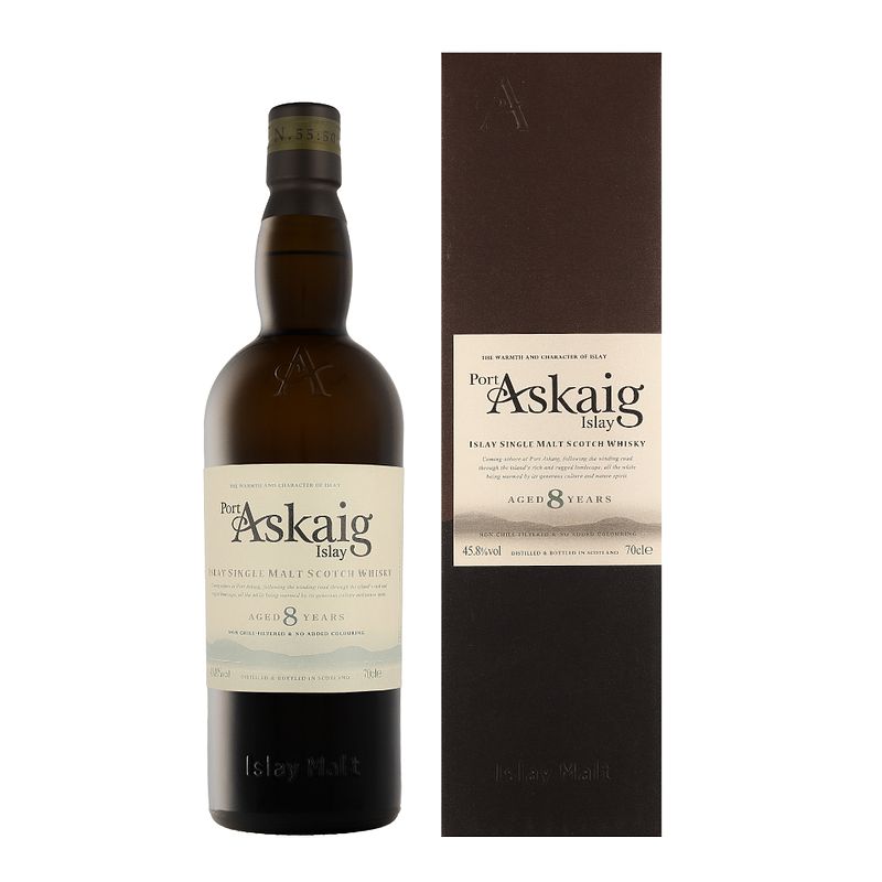 Foto van Port askaig 8 years 70cl whisky + giftbox