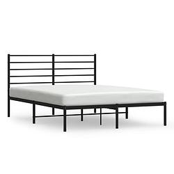 Foto van Vidaxl bedframe met hoofdbord metaal zwart 120x190 cm