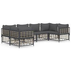 Foto van Vidaxl 6-delige loungeset met kussens poly rattan antracietkleurig