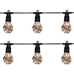 Foto van 2x stuks tuinverlichting sfeerlampjes lichtsnoeren warm wit 10m - lichtsnoer voor buiten