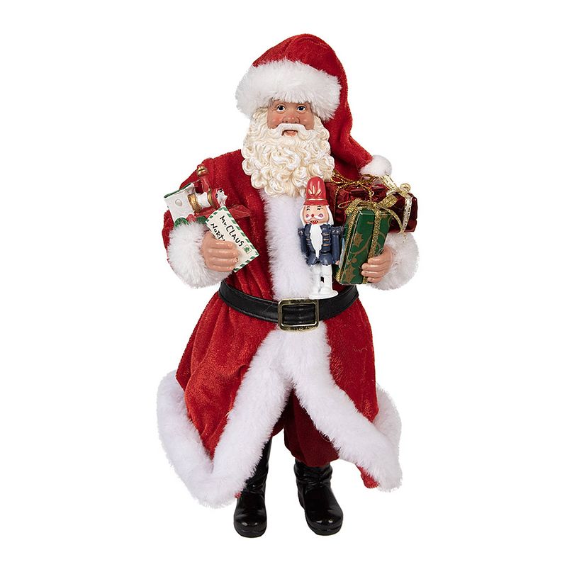 Foto van Haes deco - kerstman deco figuur 16x8x28 cm - rood - kerst figuur, kerstdecoratie