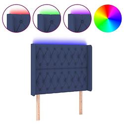 Foto van Vidaxl hoofdbord led 93x16x118/128 cm stof blauw