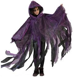 Foto van Funny fashion halloween verkleed cape/gewaad met kap - spook/geest - paars - voor kinderen - carnavalskostuums