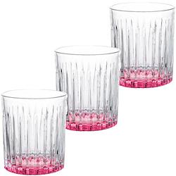 Foto van Luxe exotic collection drinkglazen set 6x stuks op roze basis 330 ml - drinkglazen