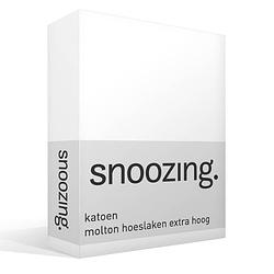 Foto van Snoozing katoen molton hoeslaken extra hoog - 100% katoen - lits-jumeaux (180x220 cm) - wit