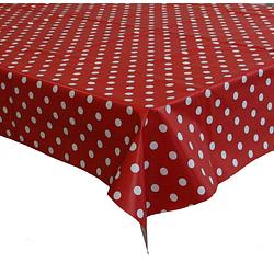 Foto van Tafelzeil/tafelkleed rood met witte stippen 140 x 250 cm - tafelzeilen