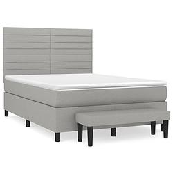 Foto van The living store boxspringbed - pocketvering - lichtgrijs - 193 x 144 x 118/128 cm - inclusief matras en topmatras