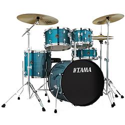 Foto van Tama rm50yh6-hlb rhythm mate hairline blue 5d. drumstel incl. meinl bekkenset