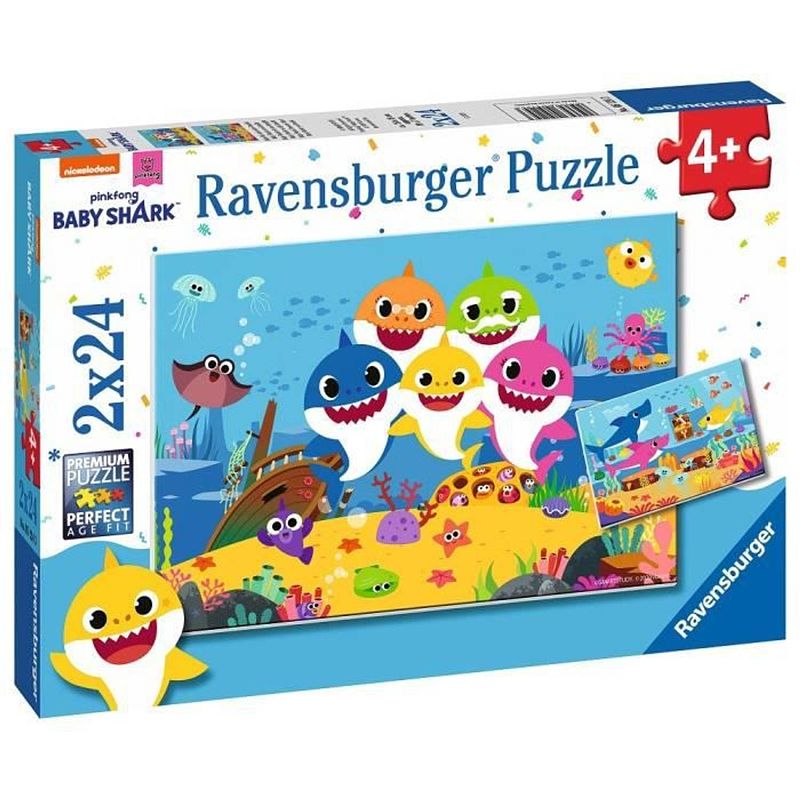 Foto van Puzzels 2x24 p - baby shark en zijn gezin